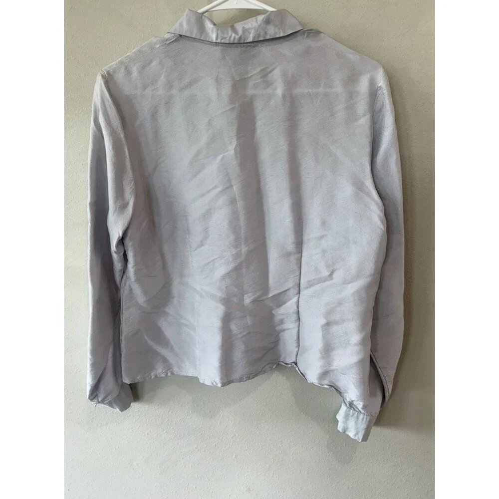 SIGRID OLSEN Women’s vintage blouse Gray Button Up Long Sleeve Shirt Top Medium - Picture 2 of 4
